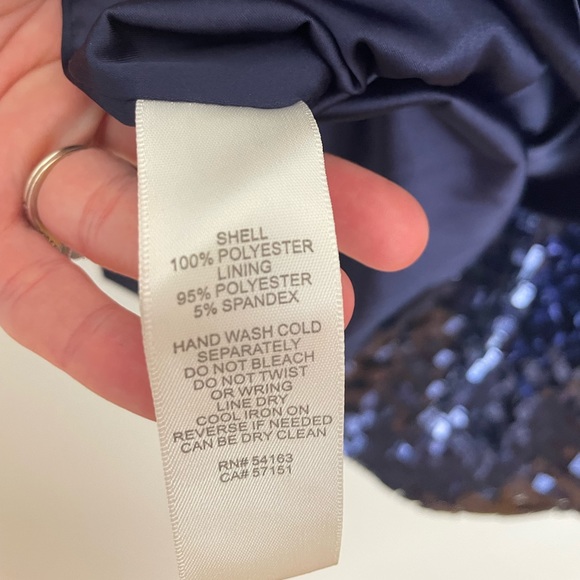 NWT Eliza J Square Neck Sequin Sheath Dress Navy Blue Size 14 - Picture 8 of 8